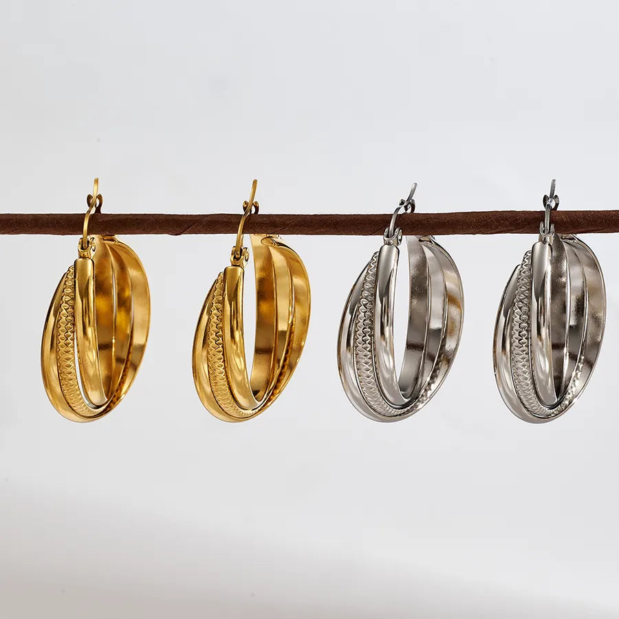 Minimalist Gold Plated Stainless Steel Hoop Earrings