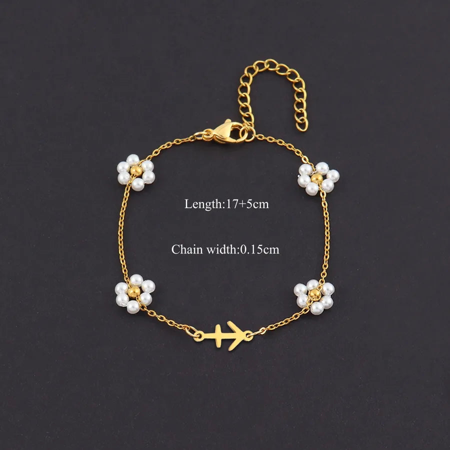 18K Gold Zodiac Pearl Bracelet for Women Gold Sagittarius