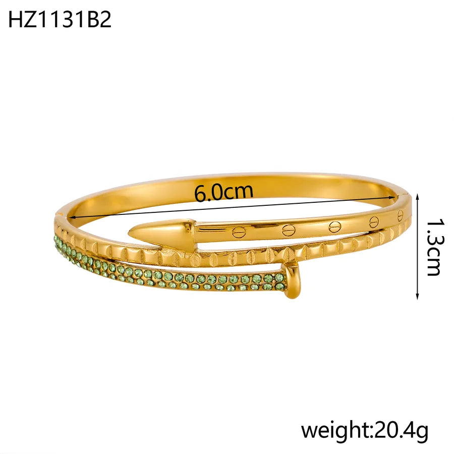 Elegant Zircon Titanium Steel Bangle One Size Hz1131b2 9*9*1