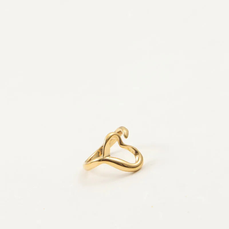 18K Gold Plated Hollow Heart Stainless Steel Ring