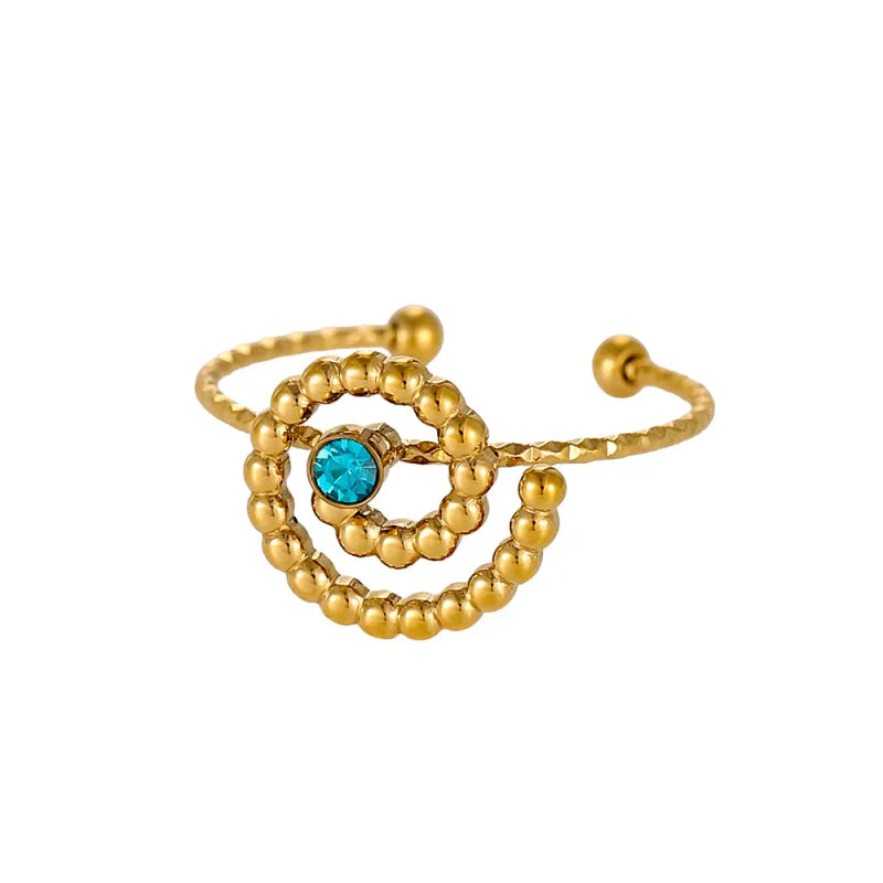 18K Gold Plated Titanium Steel Geometric Ring One Size BJ1215B3 9*9*1