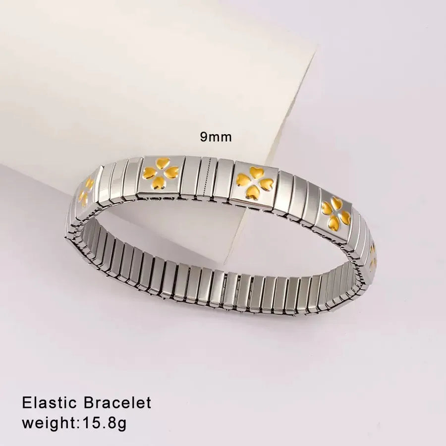 18K Gold Four Leaf Clover Heart Bracelet