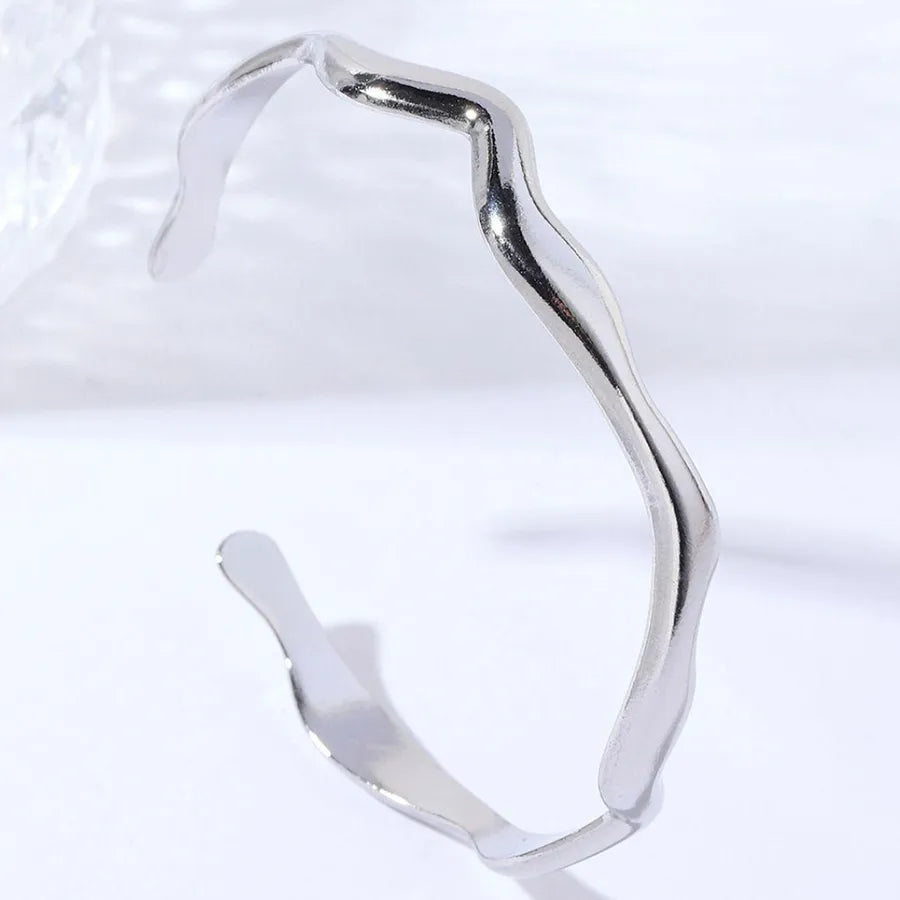 Unisex Titanium Steel Wide Cuff Bracelet WSZ009-1 Adjustable Opening