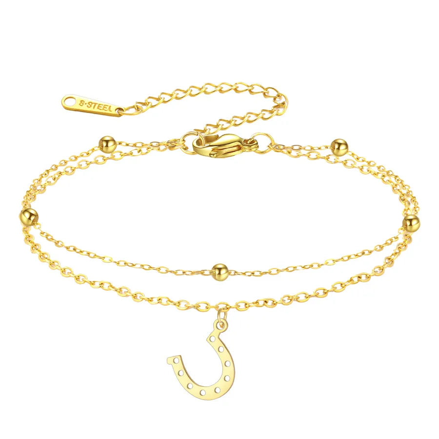 Double Layer Star Pendant Stainless Steel Bracelet