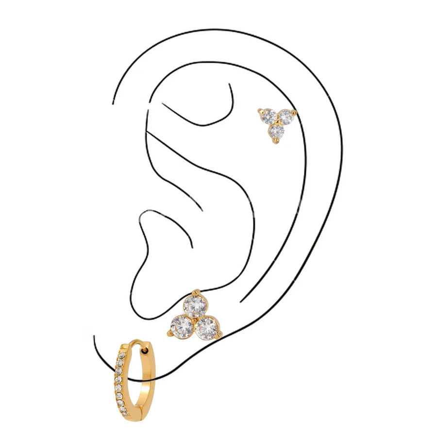 Gold Plated Clover & Hoop Stainless Steel Earrings