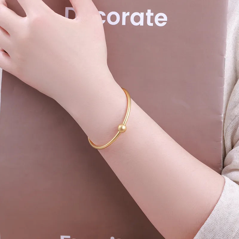 24K Gold Plated Geometric Stainless Steel Bangle