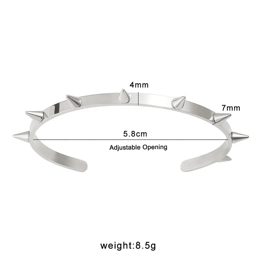 18K Gold Rivet Geometric Stainless Steel Bangle CK1411 Steel Color