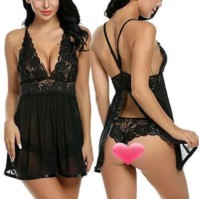 Women's Halter Neck Sexy Lingerie Black