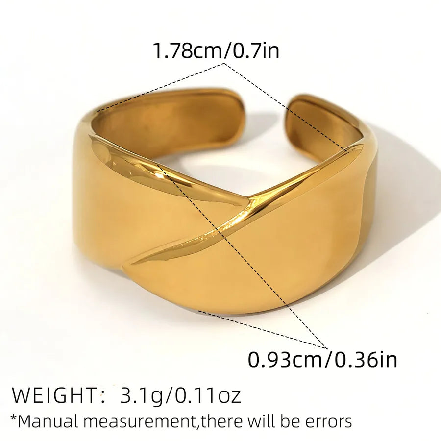 18K Gold Geometric Adjustable Ring for Women