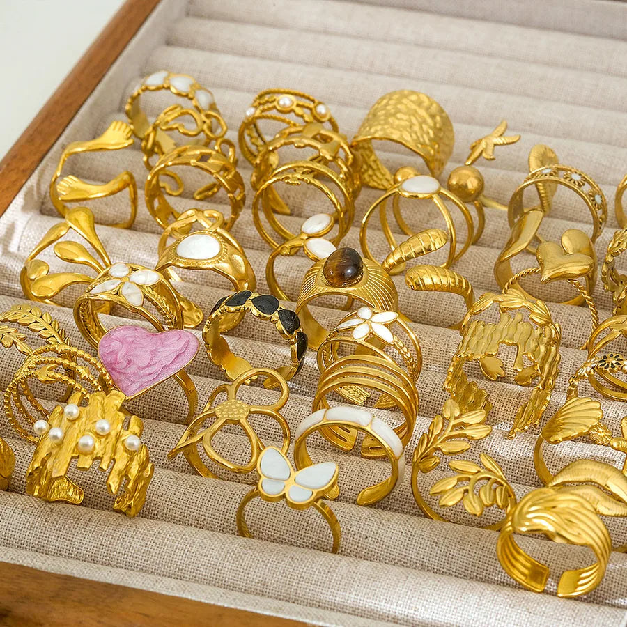 Adjustable 18K Gold Stainless Steel Ring