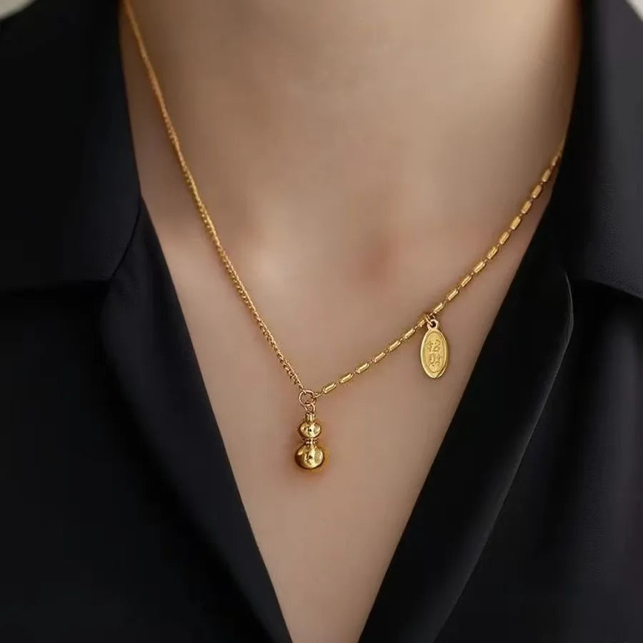 Titanium Steel Heart Pendant Necklace X0455 - Lucky Gourd - Necklace - Gold