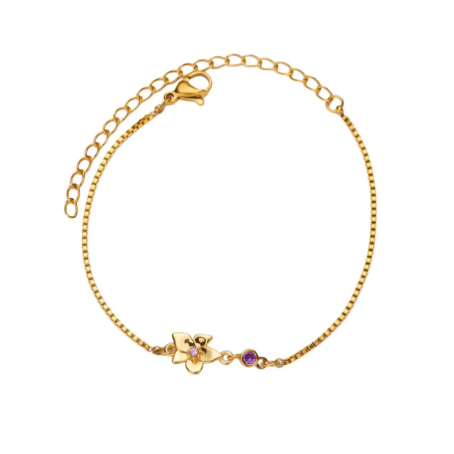 Gold Plated Butterfly Zirconia Bracelet B1858G-2 18k