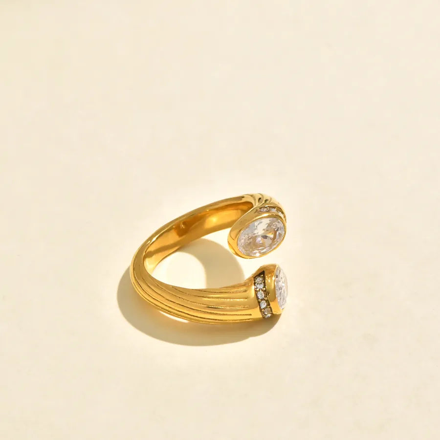 Gold Plated Zircon Letter Ring – Dual Tone Gold 2