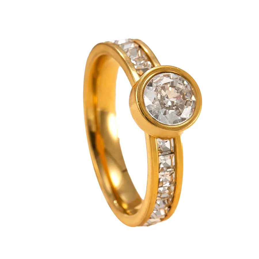 Geometric Zircon Stainless Steel Ring