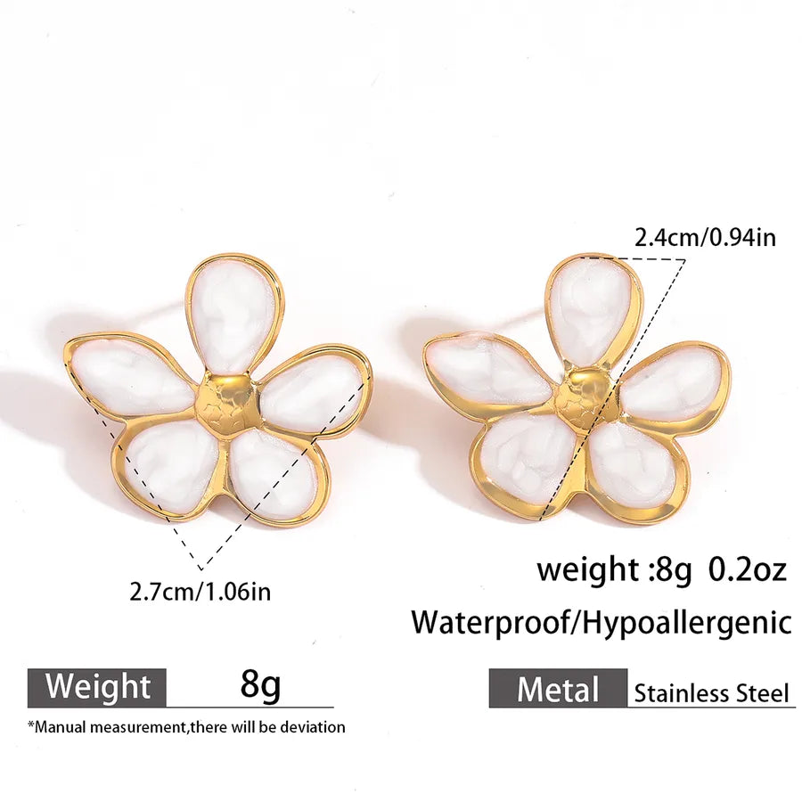 Gold Leaf Drop Earrings – Titanium Steel & Acrylic 15#