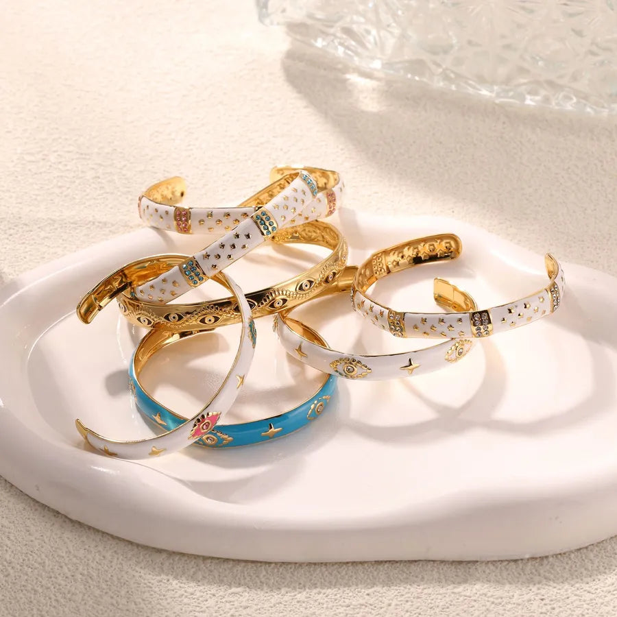 18K Gold Plated Emerald Bamboo Cuff Bracelet