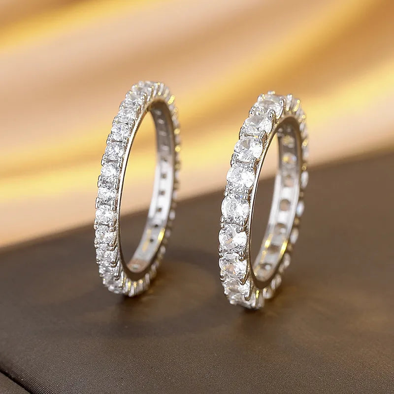 S925 Silver Geometric Zircon Stackable Ring