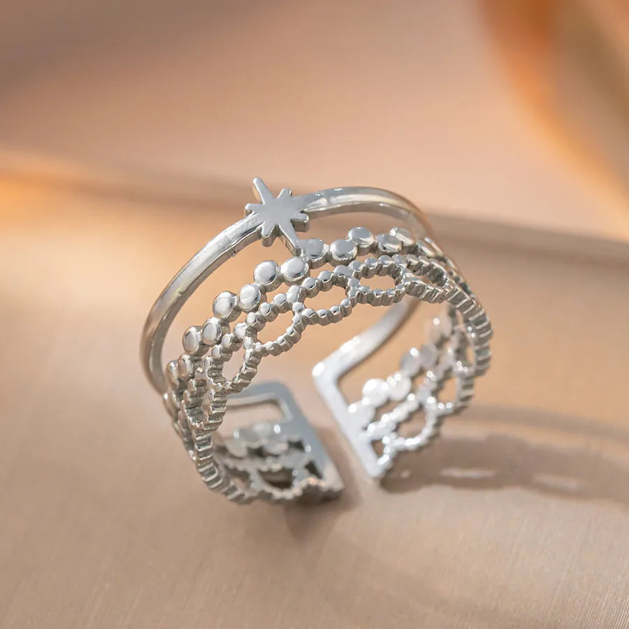 Adjustable Geometric Titanium Steel Ring K6 Steel Color Ring Adjustable