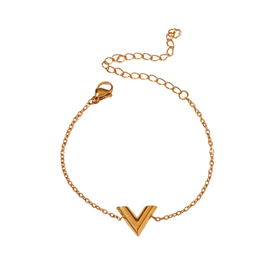Gold Plated V-Shape Stainless Steel Bracelet