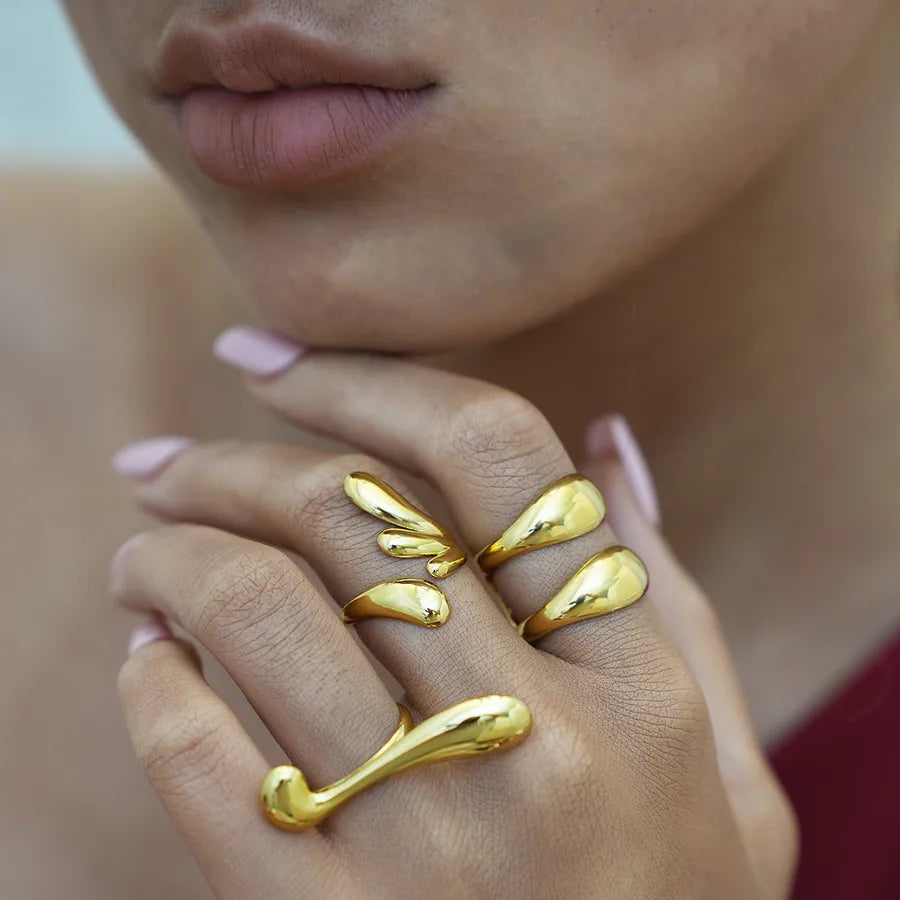 18K Gold Plated Geometric Stainless Steel Ring