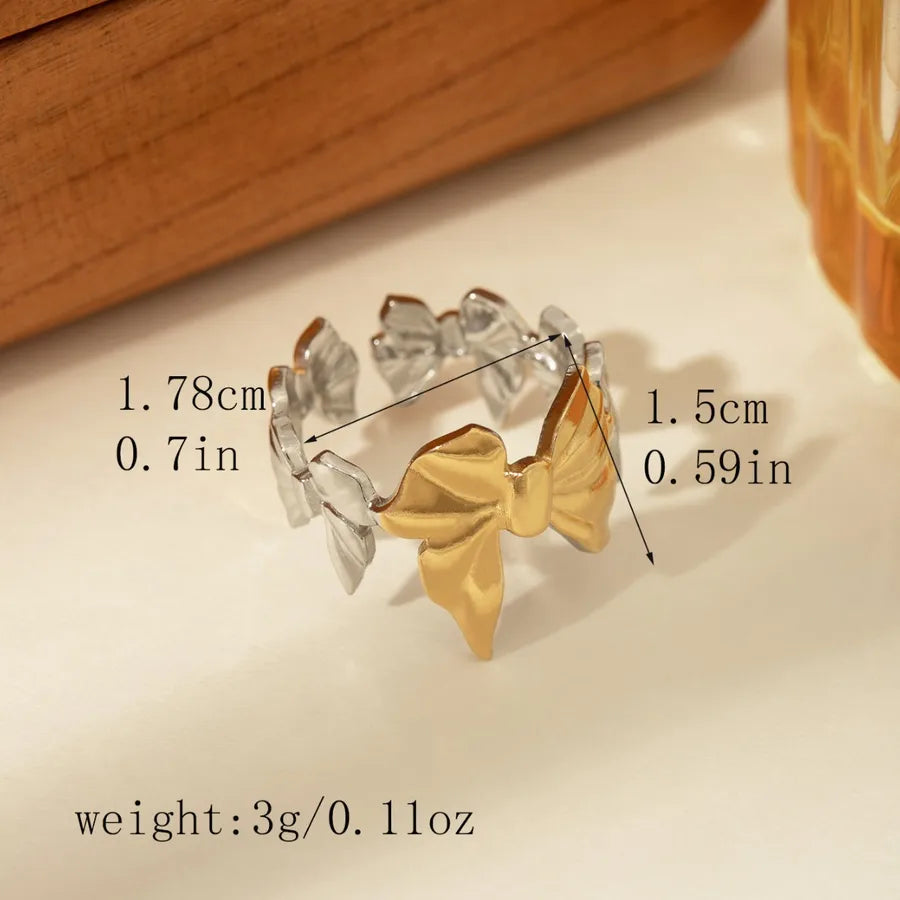 14K Gold Bow Knot Shell Open Ring