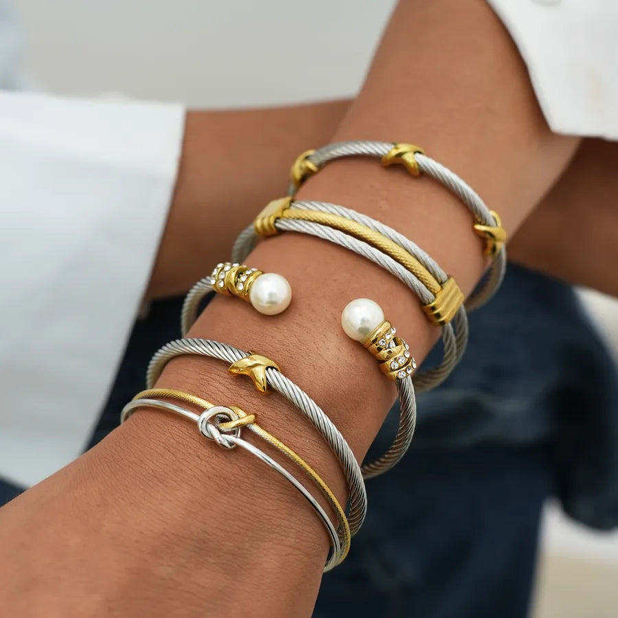 18K Gold Plated Stainless Steel Open Bangle