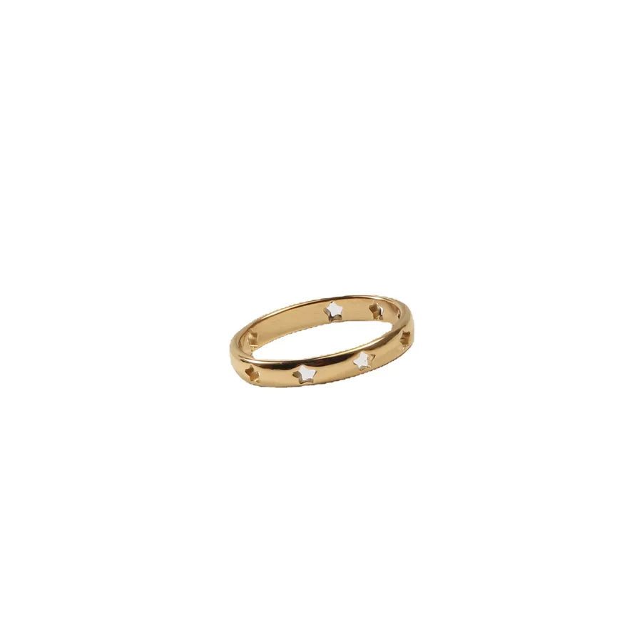 18K Gold Star Ring – Titanium Steel Luxury Design