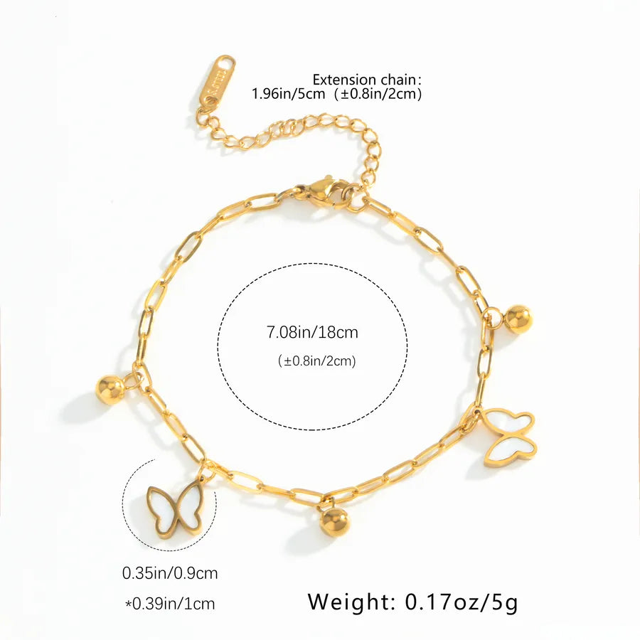 18K Gold Plated Butterfly Bead Bracelet