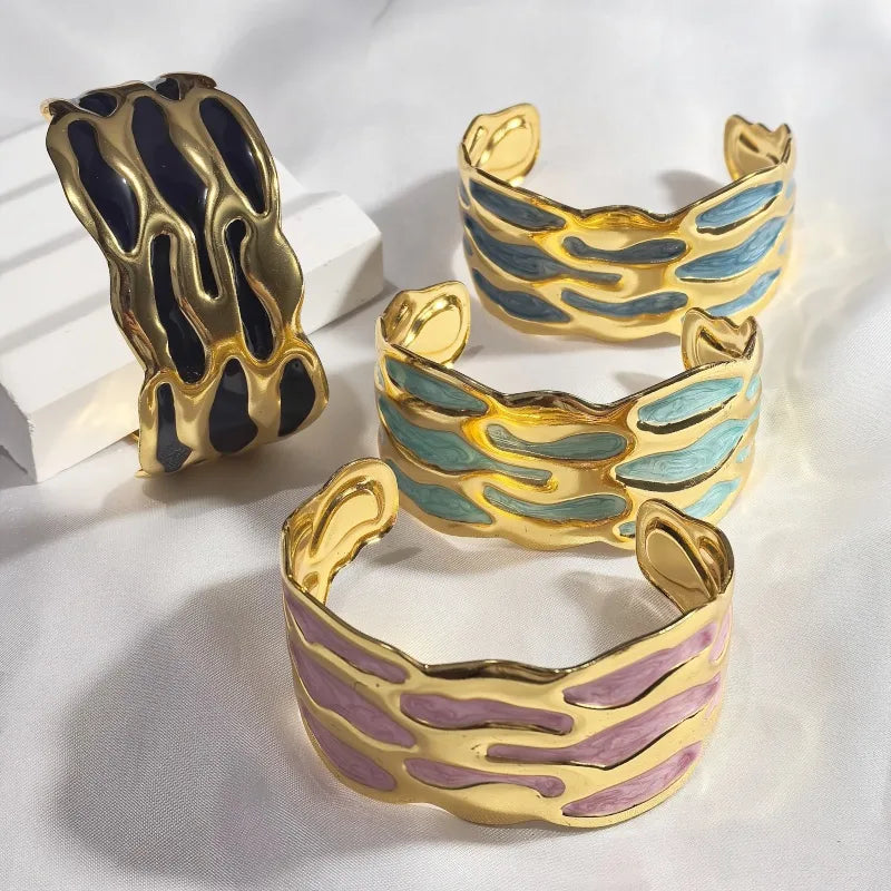 Gold Wave Stainless Steel Bangle