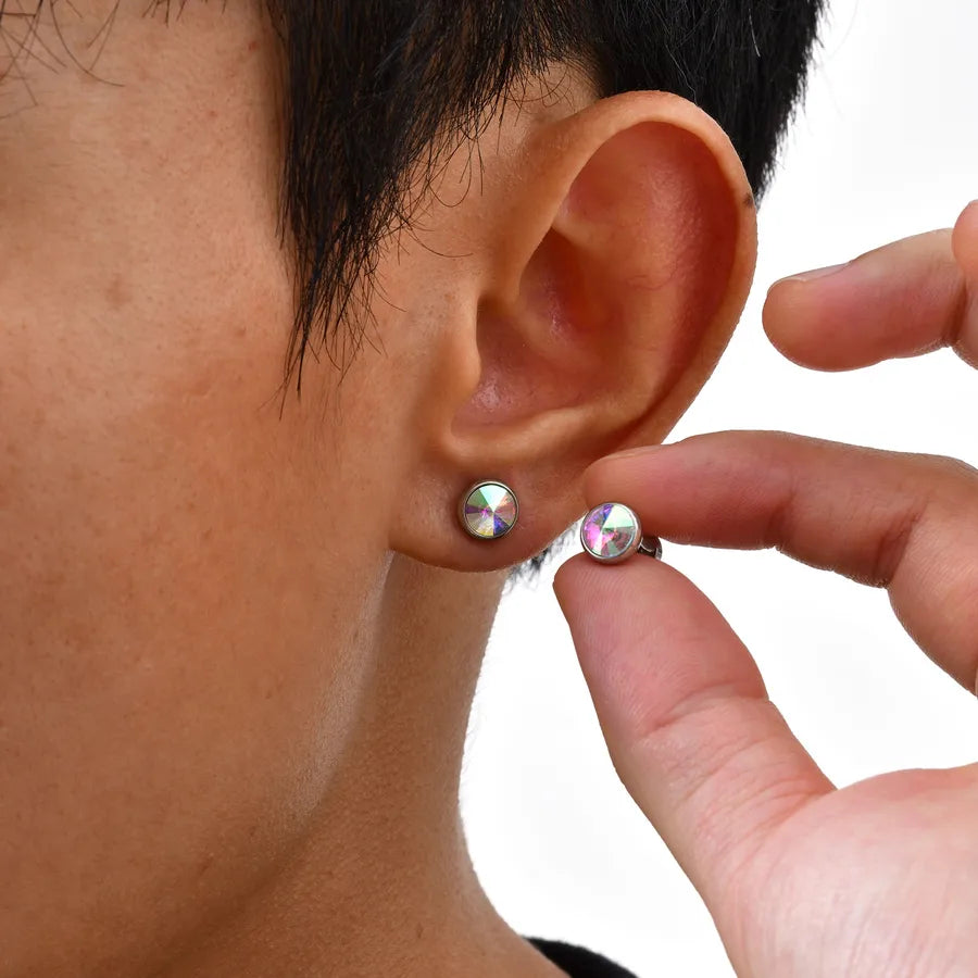 Unisex Stainless Steel Zircon Stud Earring