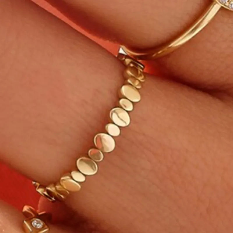 18K Gold Plated Geometric Titanium Steel Ring Gold No. 8 A1475