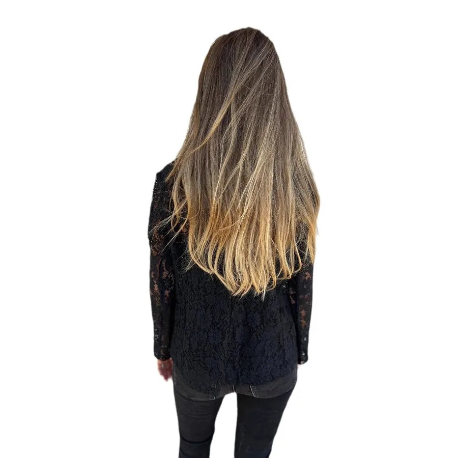 Women's Solid Color Lace Blazer Shirt