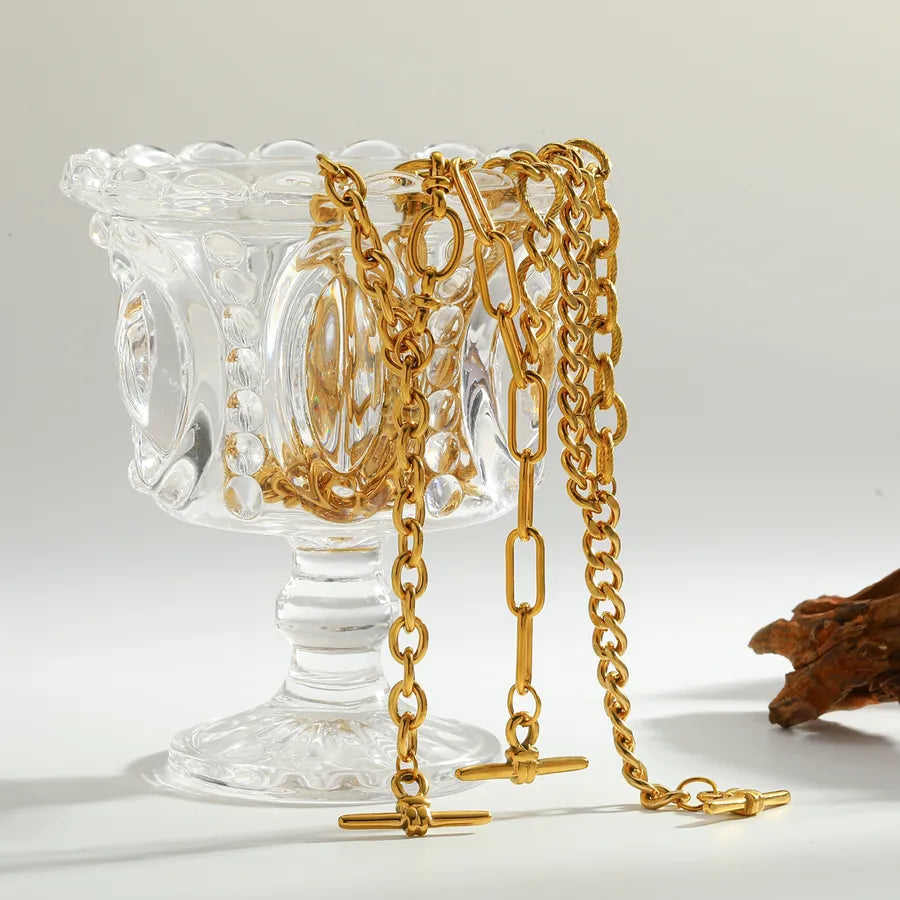 18K Gold Plated Geometric Stainless Steel Necklace