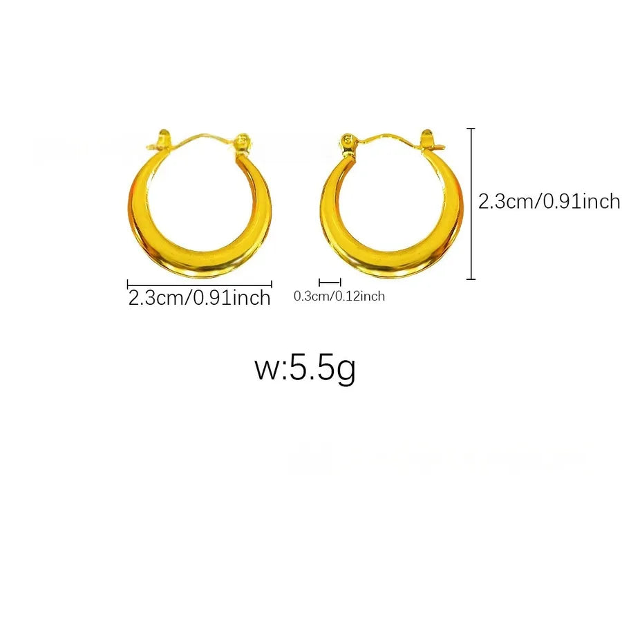 Elegant Gold Titanium Steel Hoop Earrings
