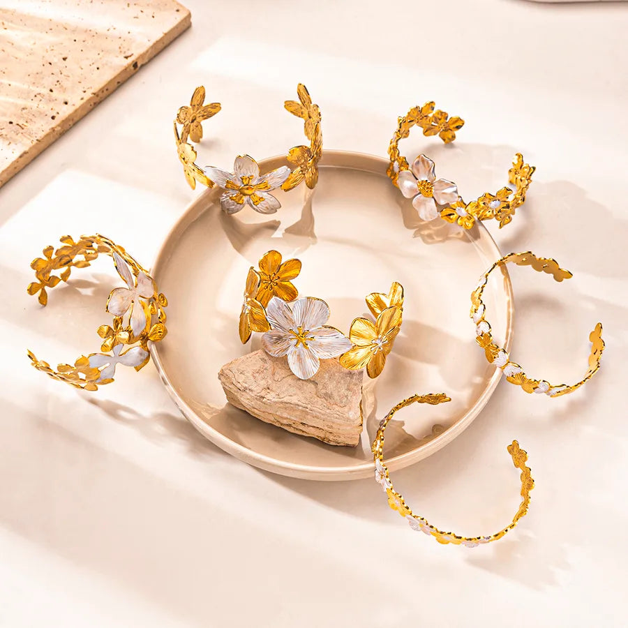 Gold Plated Stainless Steel Flower Bracelet