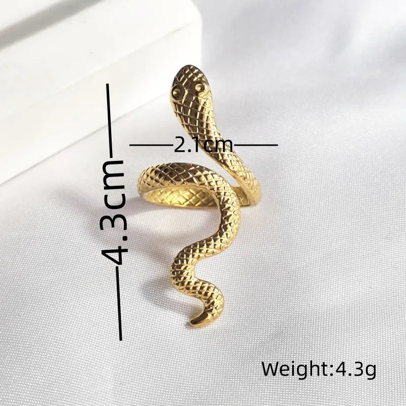 18K Gold Snake Open Ring – Stainless Steel