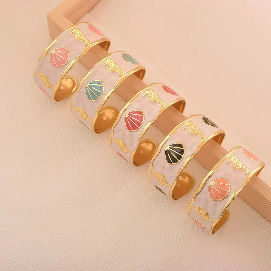 Gold-Plated Conch & Scallop Stainless Steel Bracelet