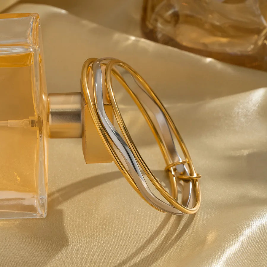 Gold & Silver Geometric Waterproof Bangle