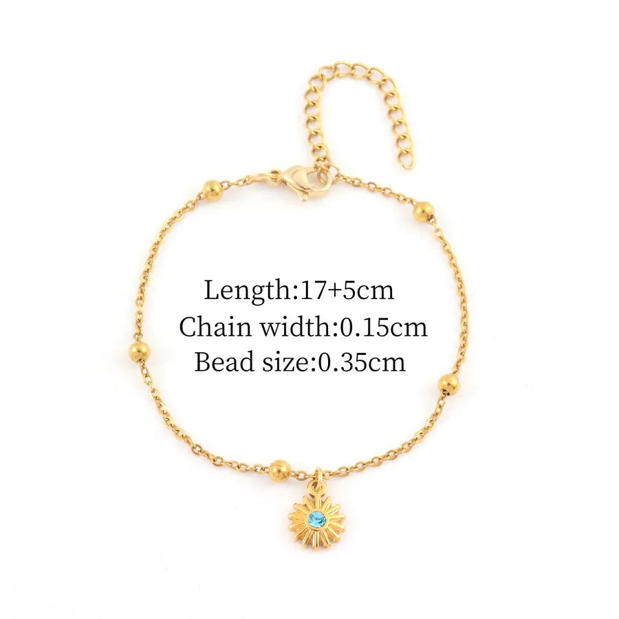 Gold Sun Pendant Stainless Steel Bracelet Gold color7
