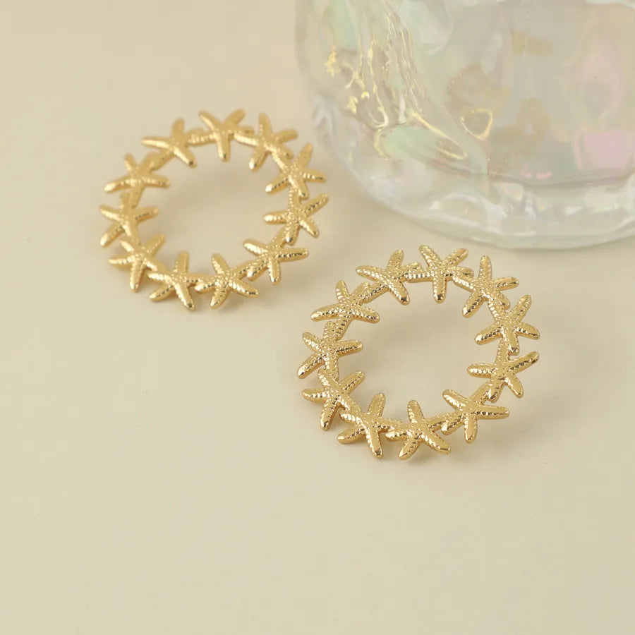 Retro Gold Plated Leaf Stud Earrings Gold Style 7