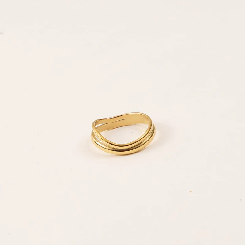 Gold Plated Geometric Titanium Steel Ring