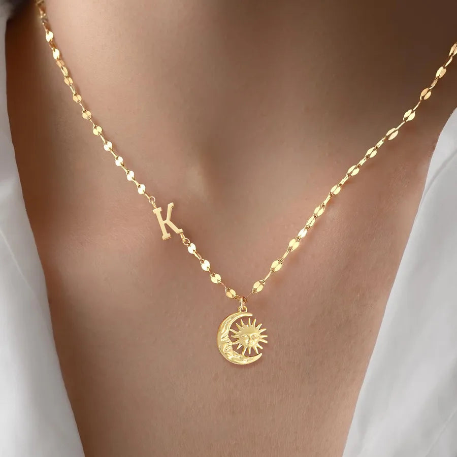 18K Gold Plated Sun & Moon Pendant Necklace