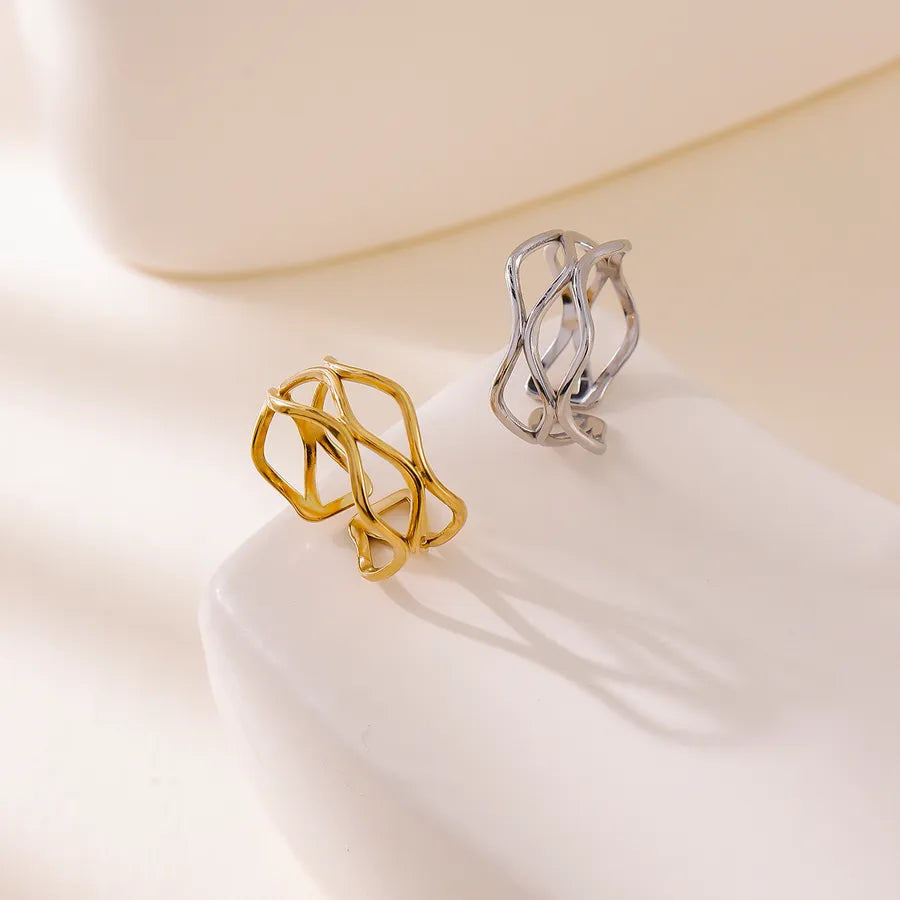 Geometric Open Ring in Gold Stainless Steel