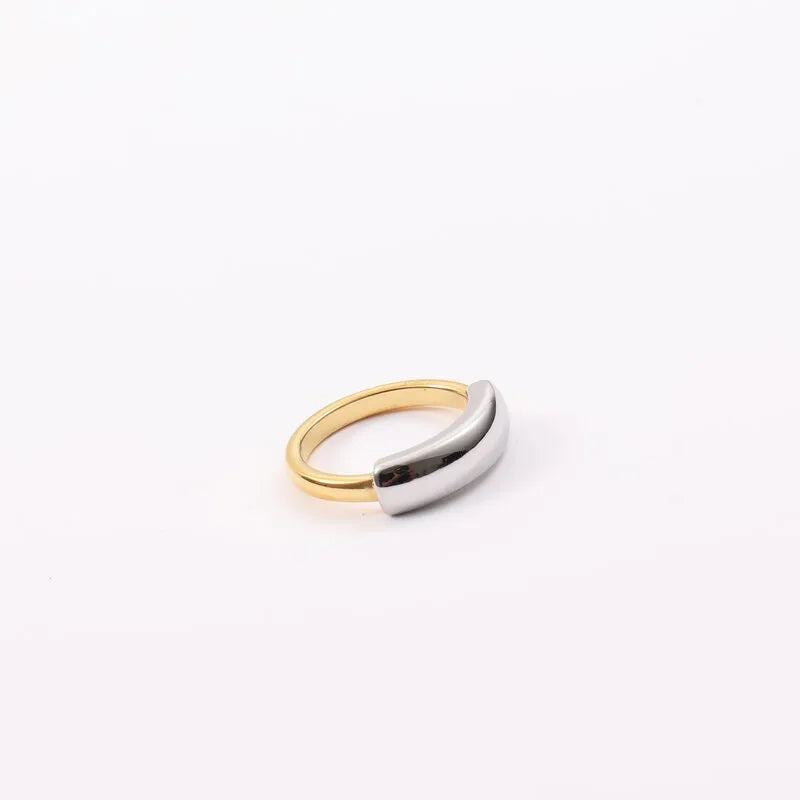 Two-Tone Titanium Steel Ring with 18K Gold Plating
