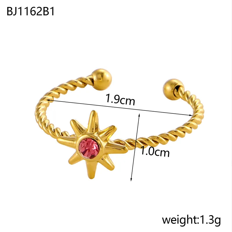 18K Gold Plated Titanium Steel Geometric Ring One Size BJ1162B1 9*9*1