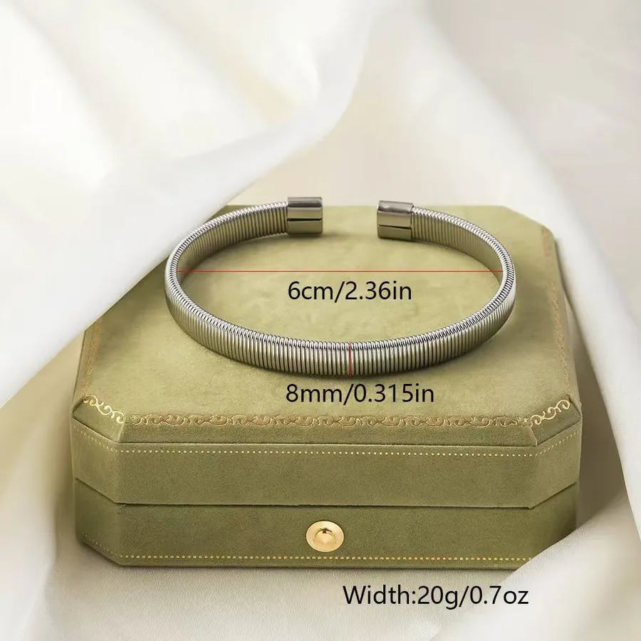 18K Gold Plated Twisted Stainless Steel Bracelet Average Size Silver 5