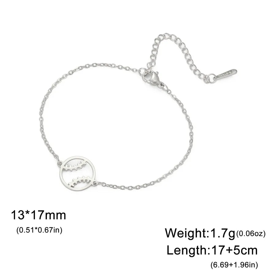 Stainless Steel Sports Pendant Bracelet Steel Color Baseball-Cross Chain