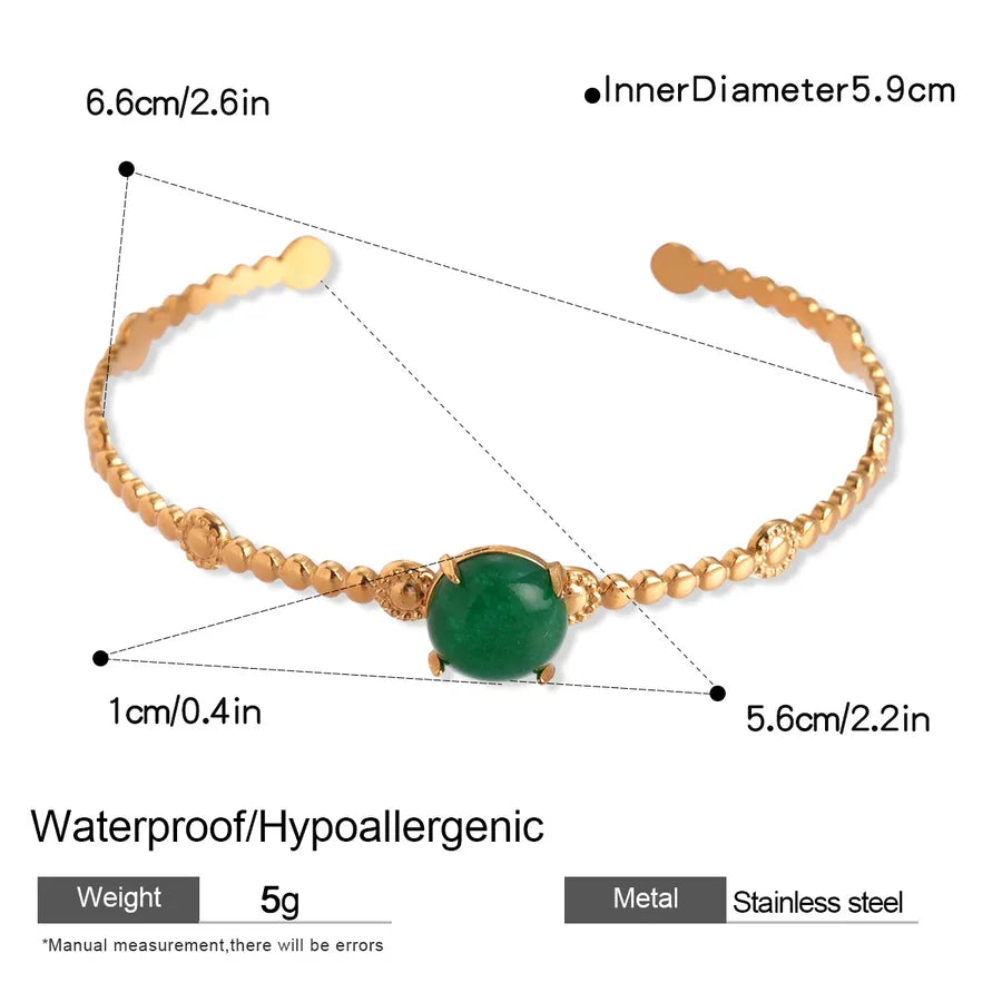 Elegant Geometric Open Bangle Bracelet Bracelet-gold-green