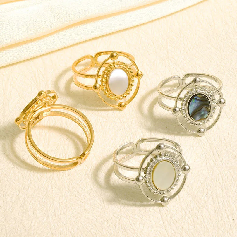 18K Gold Plated Geometric Shell Ring