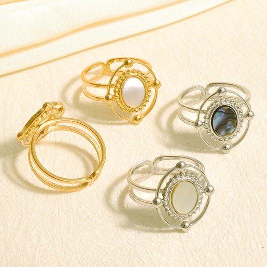 18K Gold Plated Geometric Shell Ring